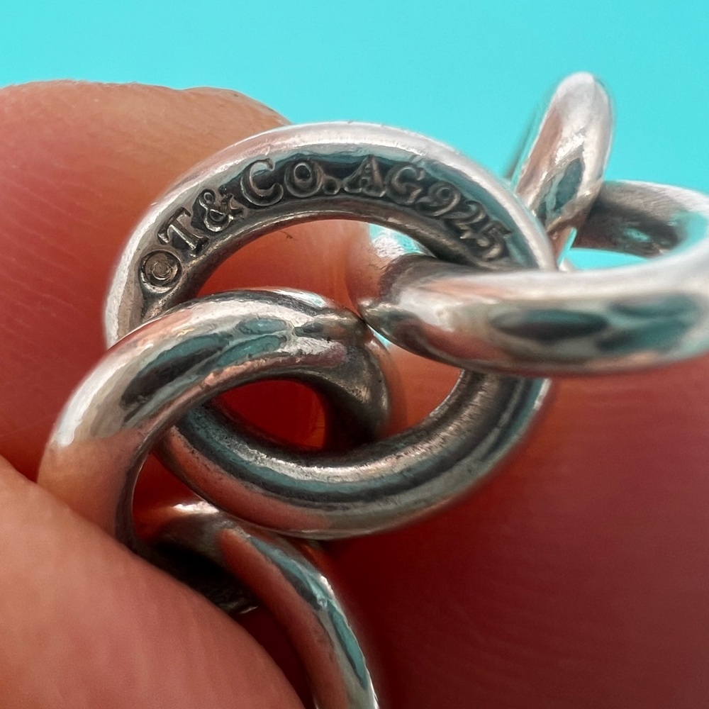 🔴Authentic TIFFANY& CO RUBEDO Metal RTT Heart Charm Tag Link Bracelet 🔴 - Picture 8 of 10